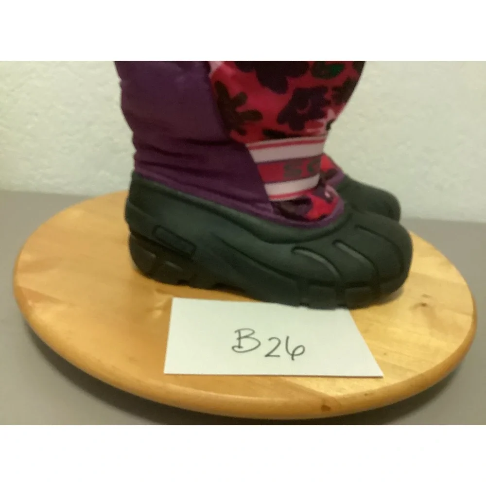 Sorel Snow Boots Kids 12.5 Purple Pink Floral Waterproof Insulated NC1811-505
